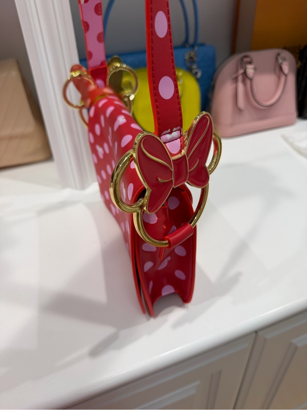 NEW Loungefly X Disney Minnie Mouse Pink Polka Dot Bow Strap Crossbody - Picture 13 of 16
